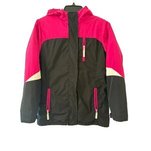 LANDS' END Girls  M (10-12) Waterproof 3-in-1 Squall Parka Pink Black Ski Snow